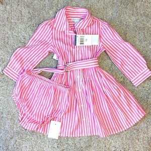 12m Ralph Lauren Pink Pinstripe Belted Dress